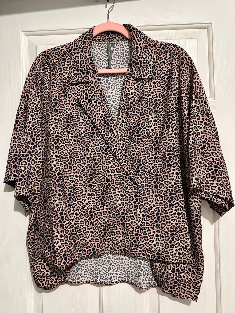 Anthropologie Leopard-Print Surplice Blouse - Tan & Black